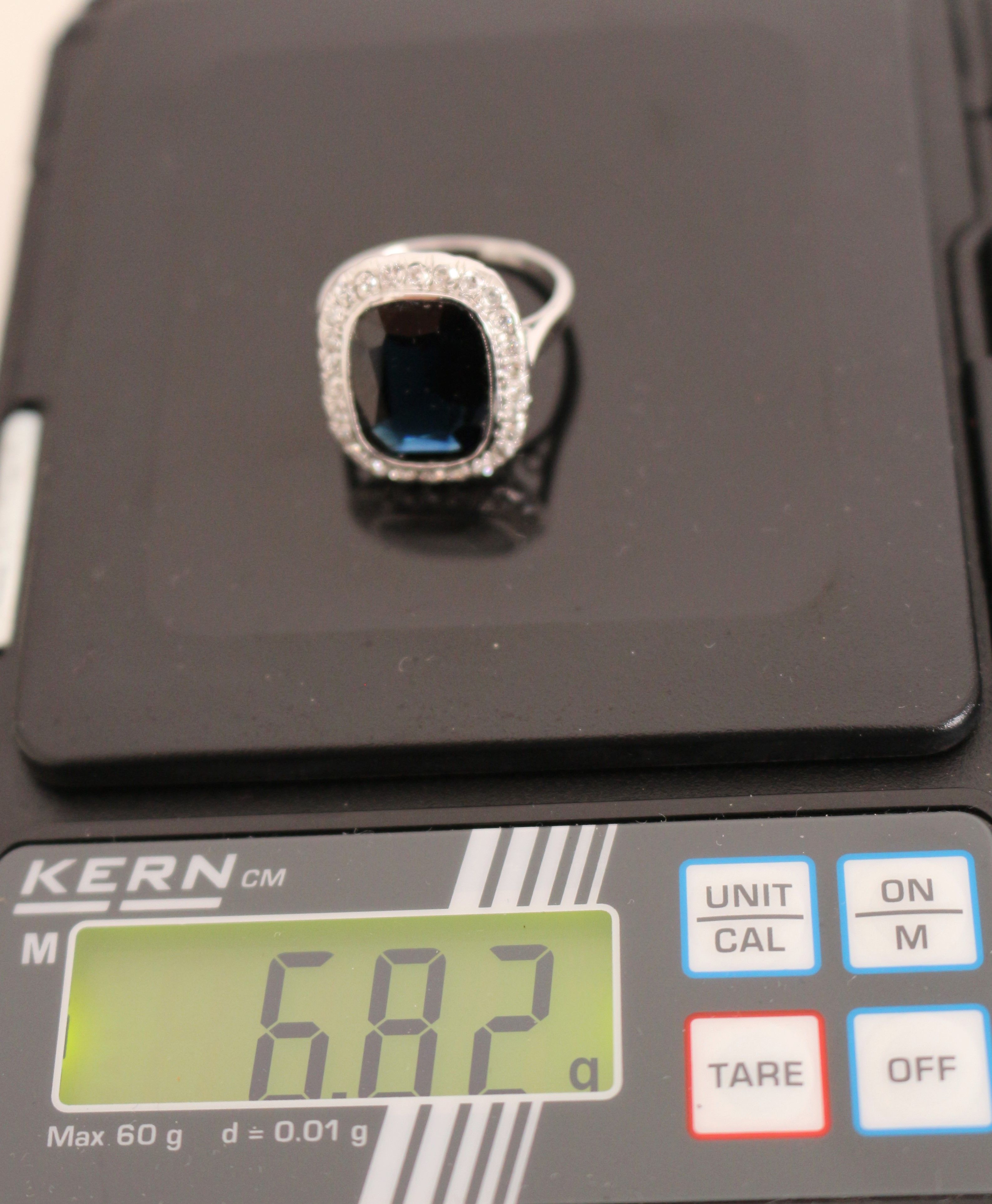 Bague Art Déco Saphir Diamants Platine