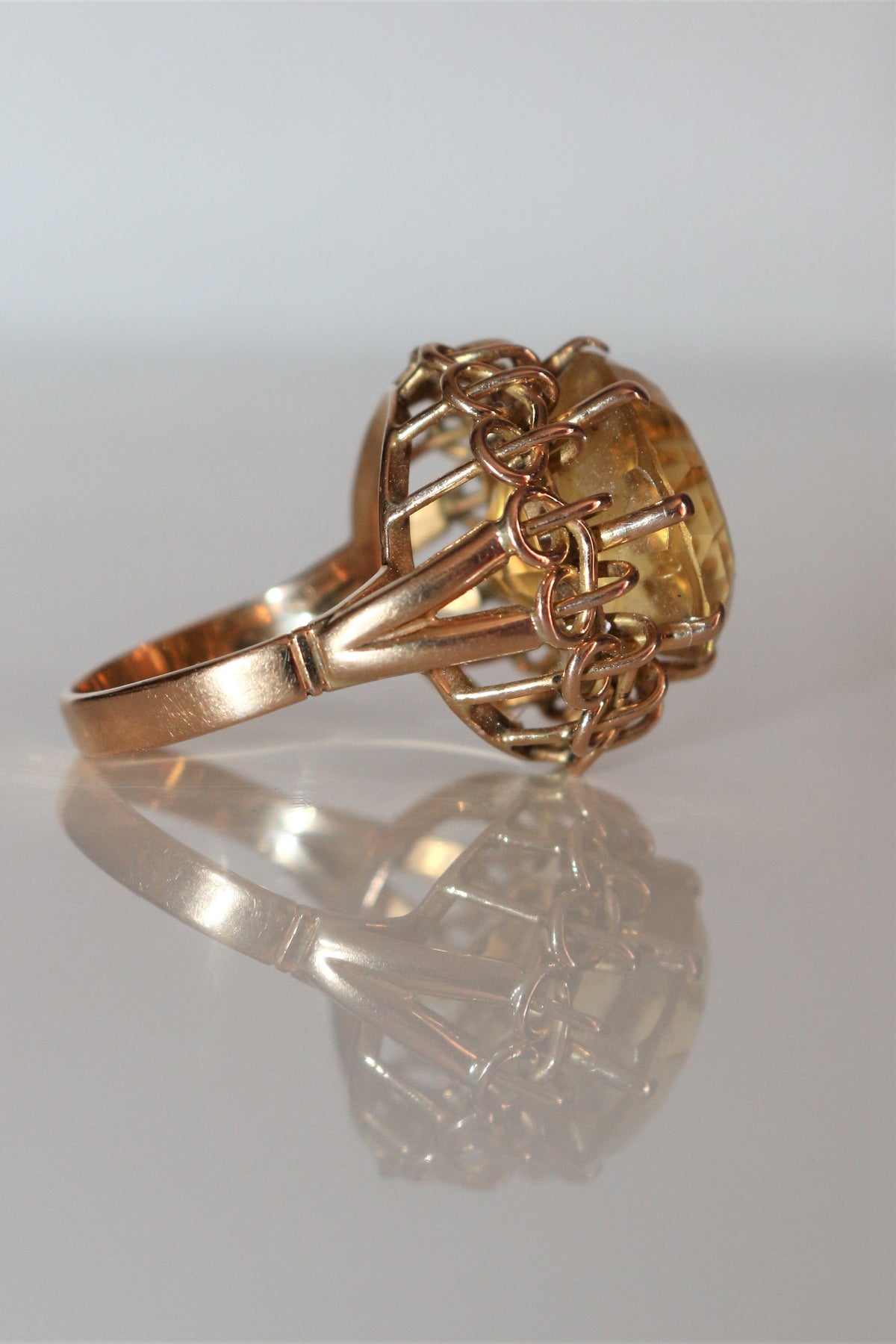 Bague Cocktail Citrine Or Jaune