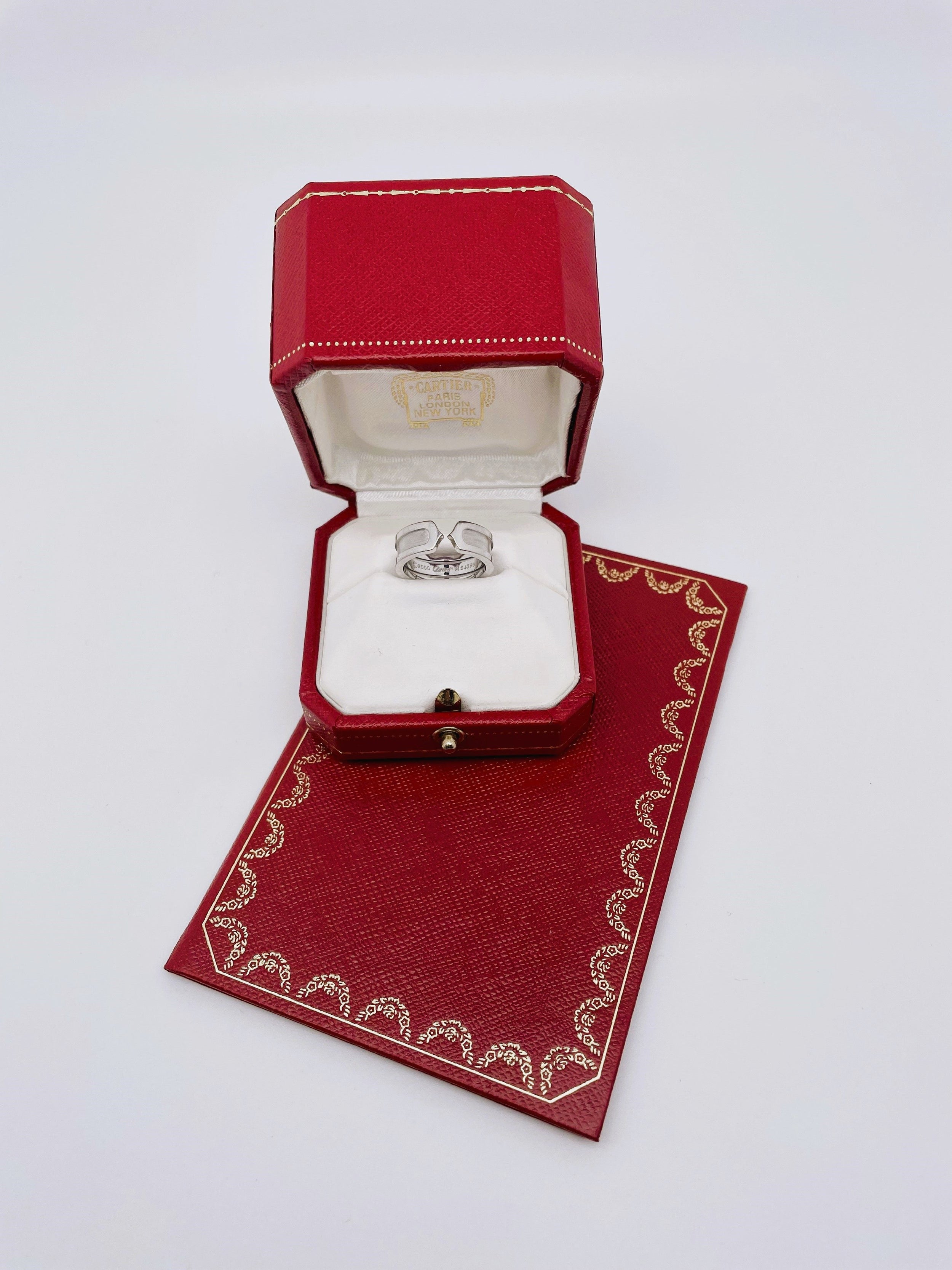 CARTIER "Double C" Bandeau Ring in White Gold