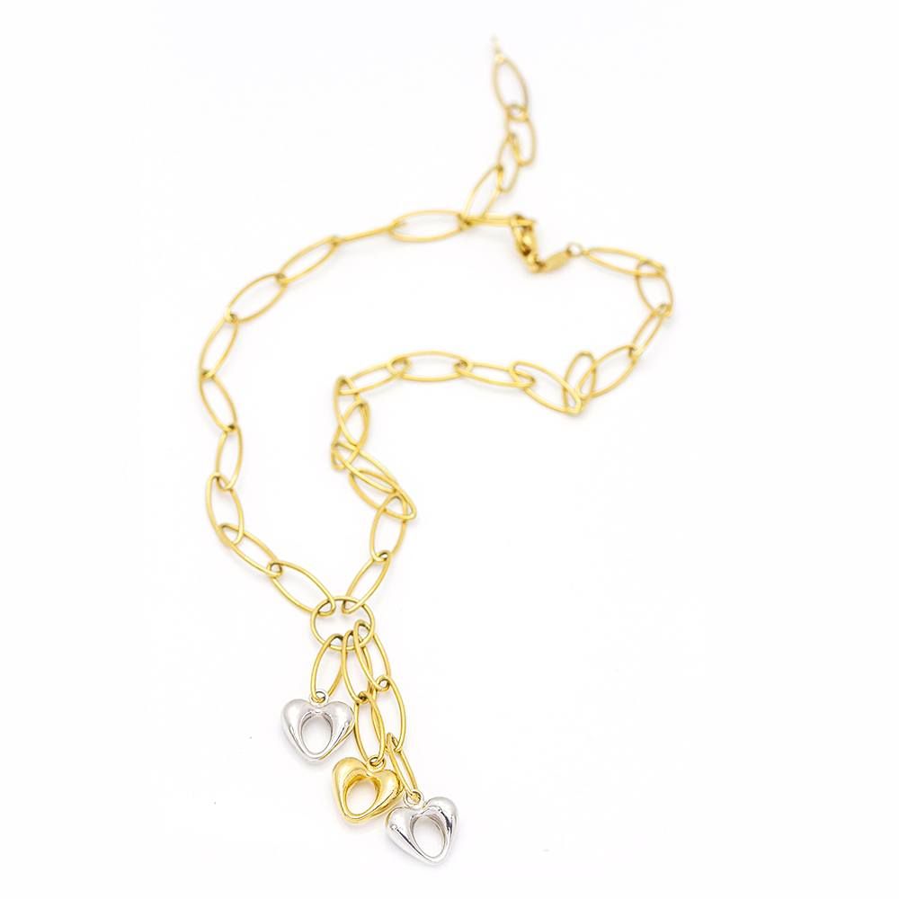 Collier en or bicolore avec des cœurs