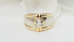 Bague jonc deux tons d'or et diamant