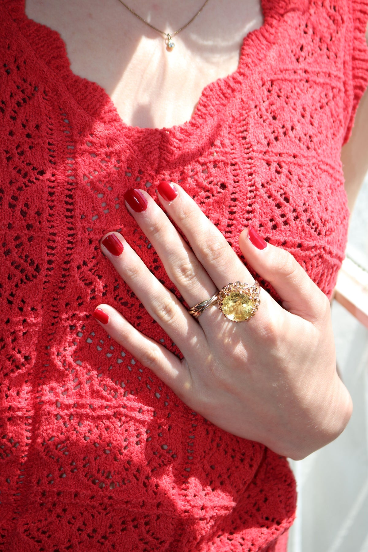 Citrine Cocktail Ring Yellow Gold