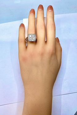 Bague en or jaune et or blanc 18 carats pavée de diamants