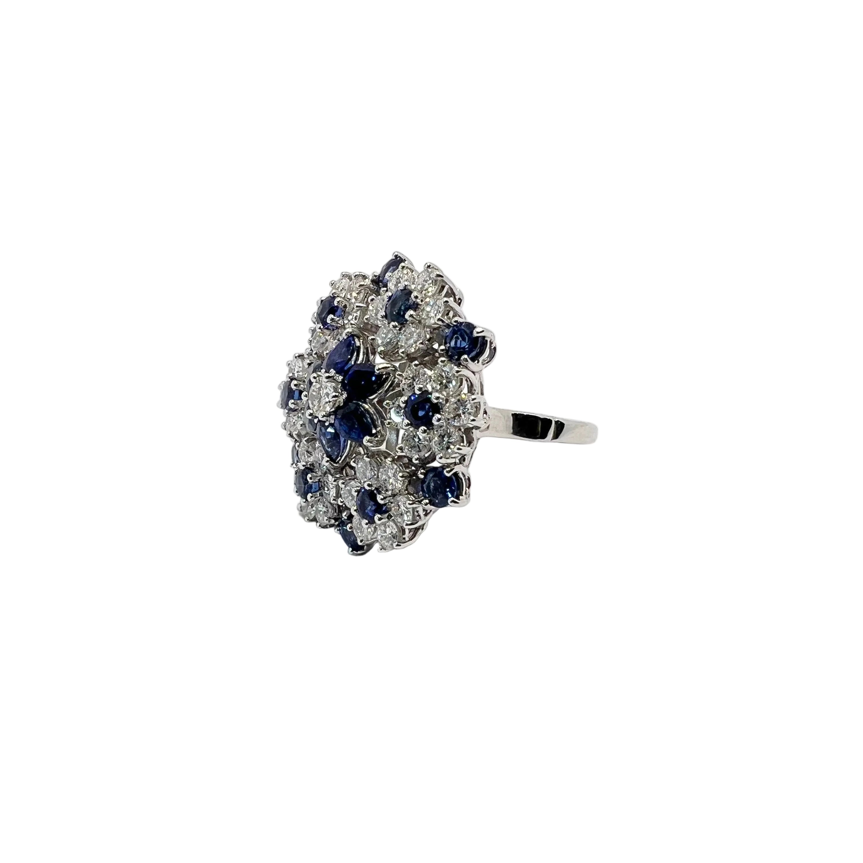 Ring Anello in white gold diamonds and sapphires