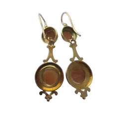 Earrings 19th century cameo pendant sleepers