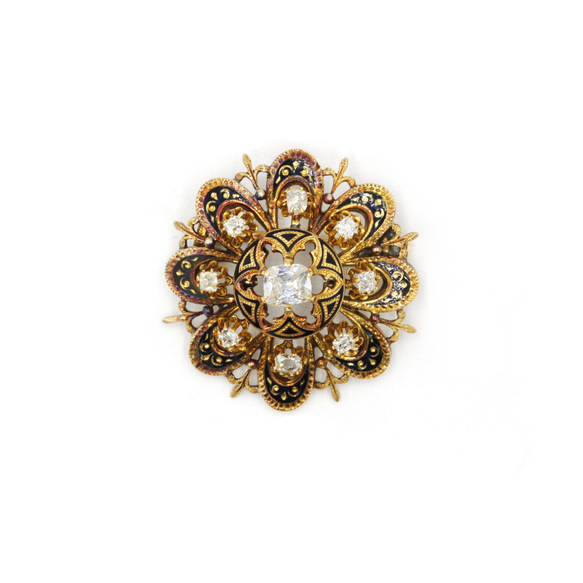 Broche - Or, Email & Diamants