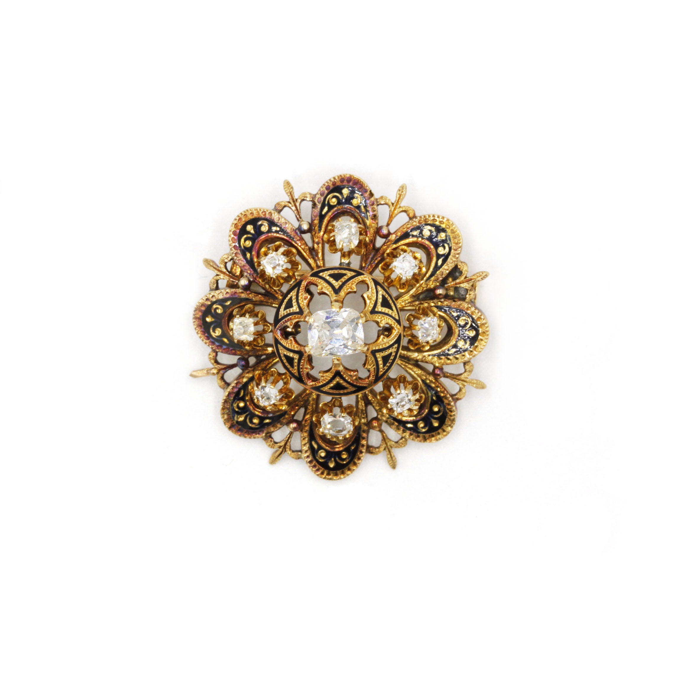 Broche - Or, Email & Diamants