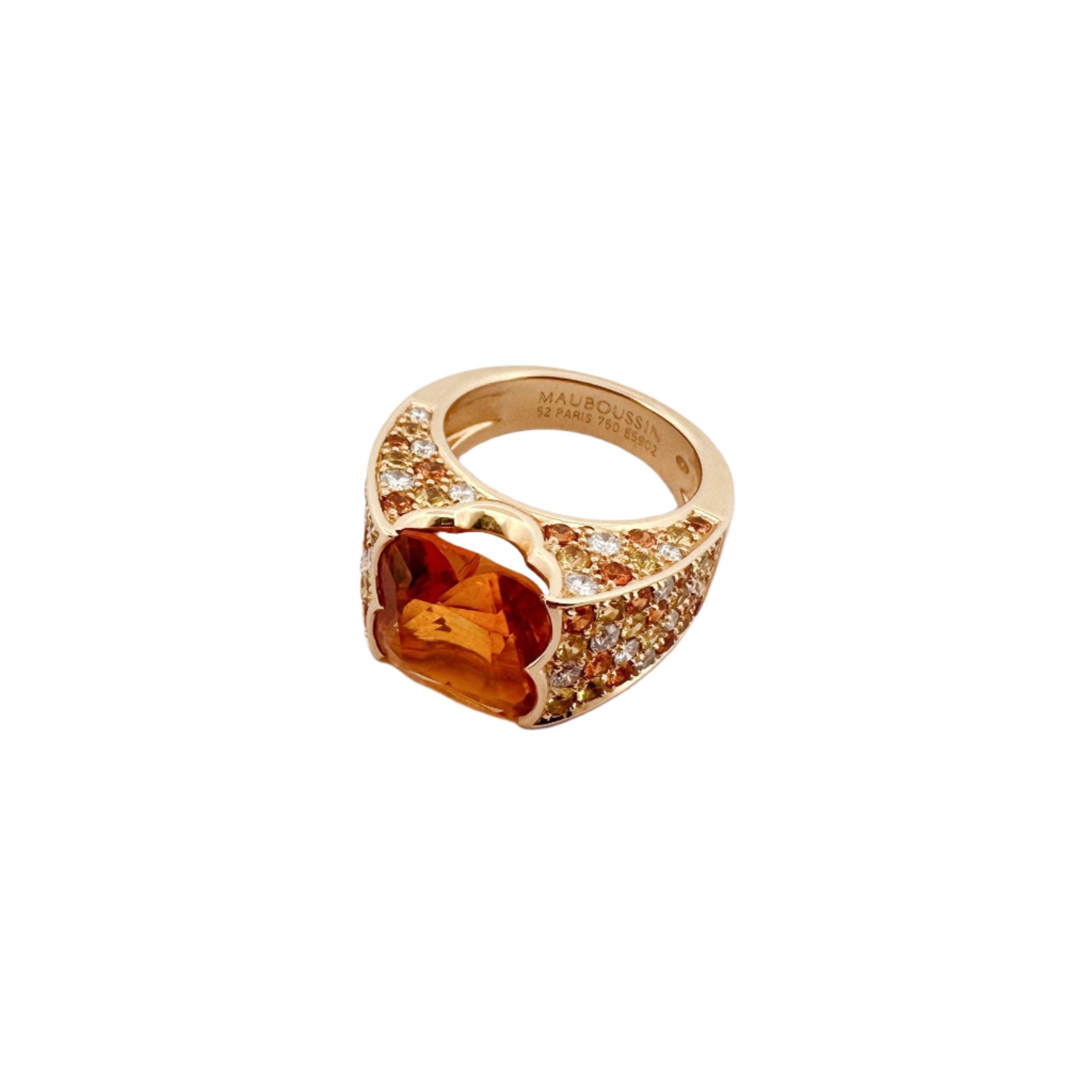 Bague Cocktail MAUBOUSSIN Sexy pour Toi en or jaune, citrines, saphirs et diamants