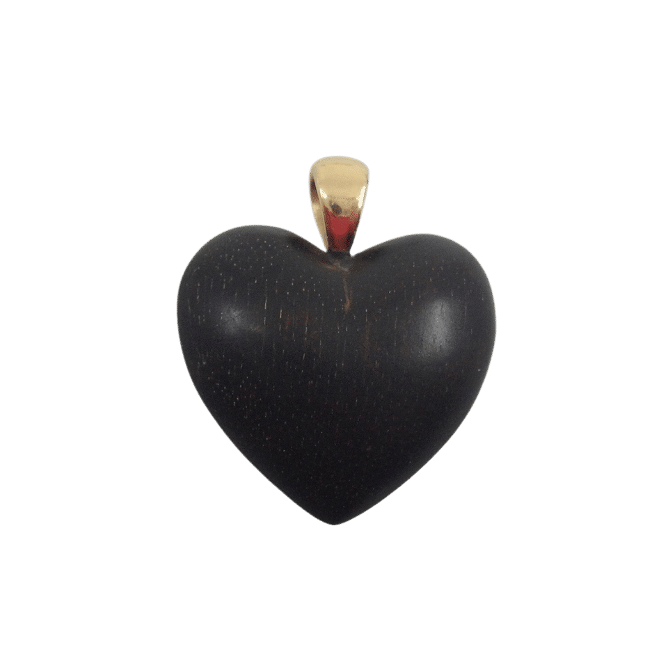 Pendentif Coeur en or jaune et bois d'amourette