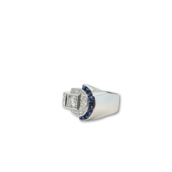 Art Déco - Bague platine - Diamants et Saphirs