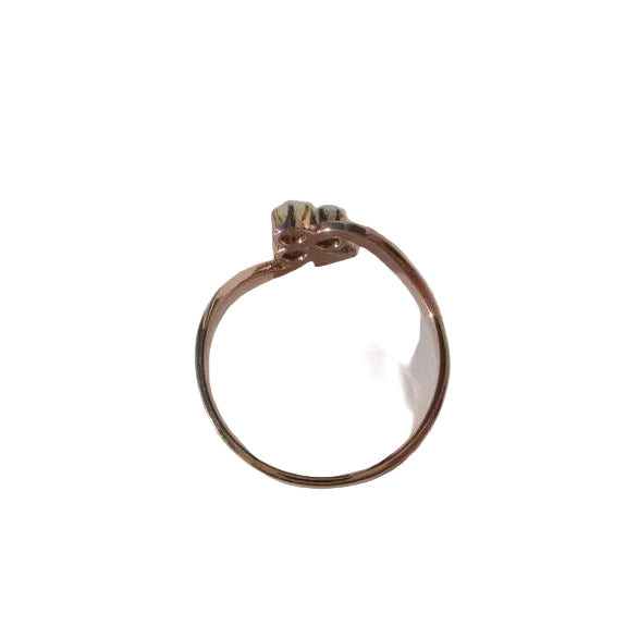 Bague 19e Trèfle porte-bonheur en or rose et diamants