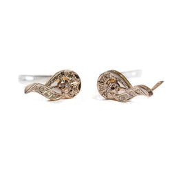Earrings Sleepers in yellow gold, paltinium and diamonds