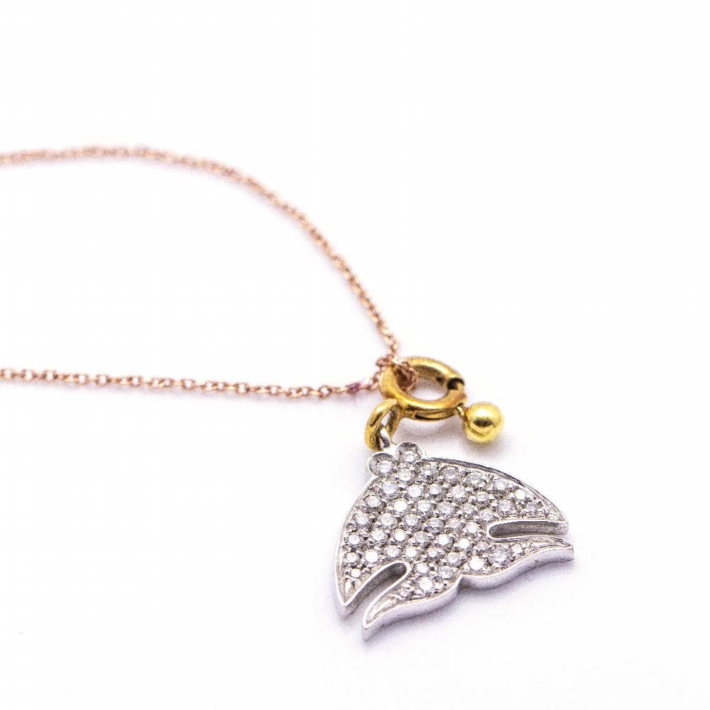 Collier FISH en or et diamants. D'occasion