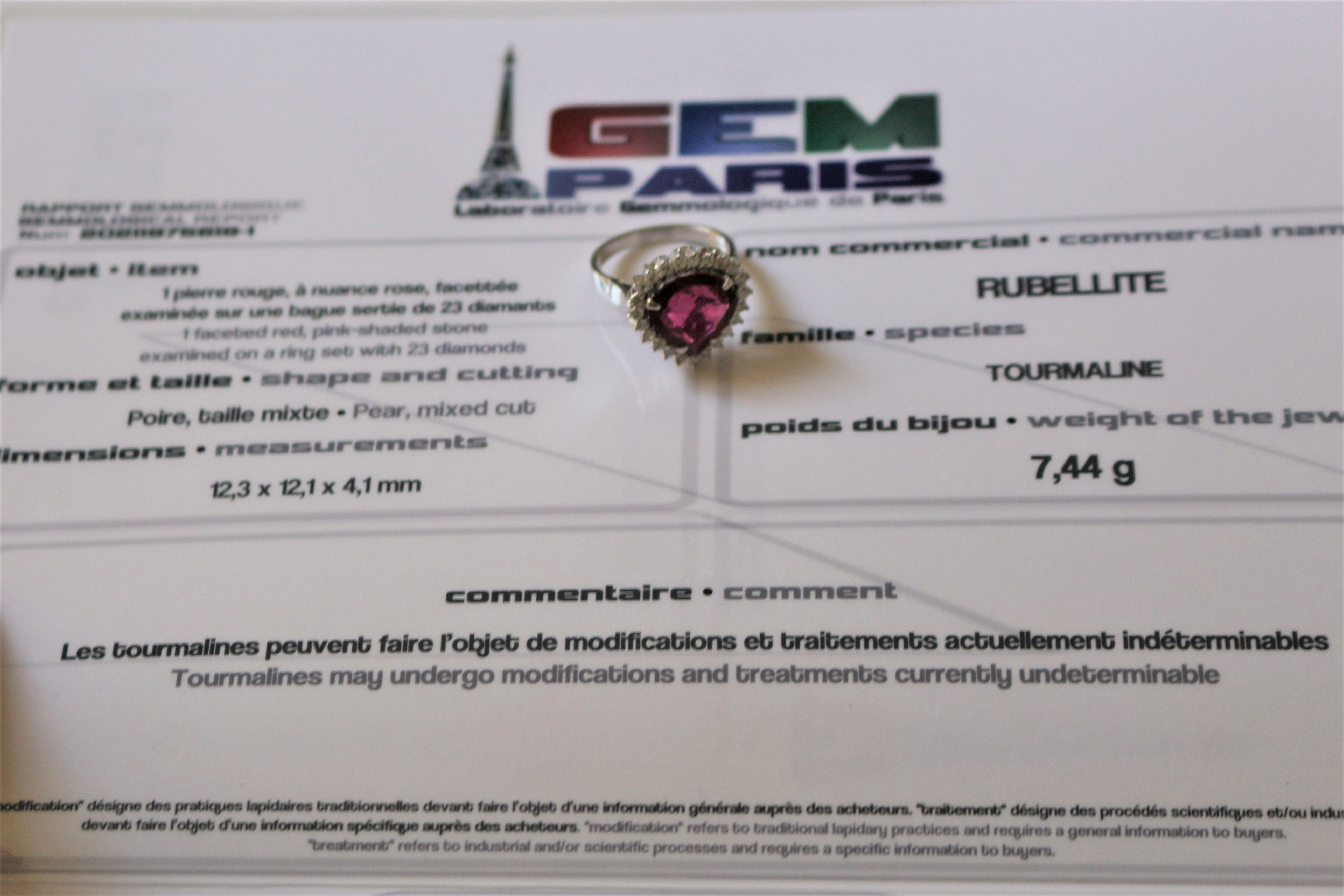 Rubellite and diamond ring