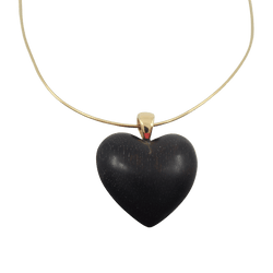 Pendentif Coeur en or jaune et bois d'amourette
