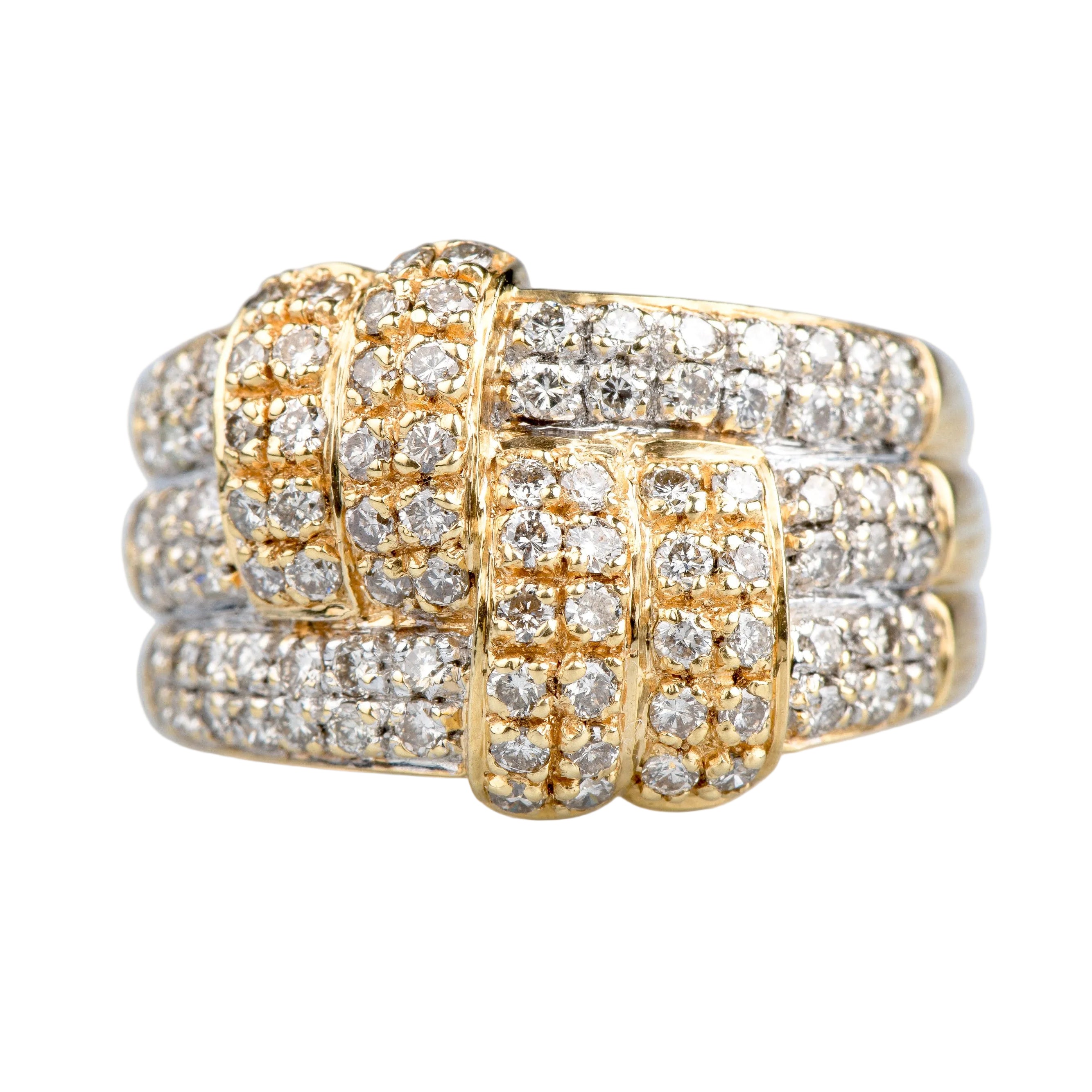 Bague cocktail en or jaune et diamants