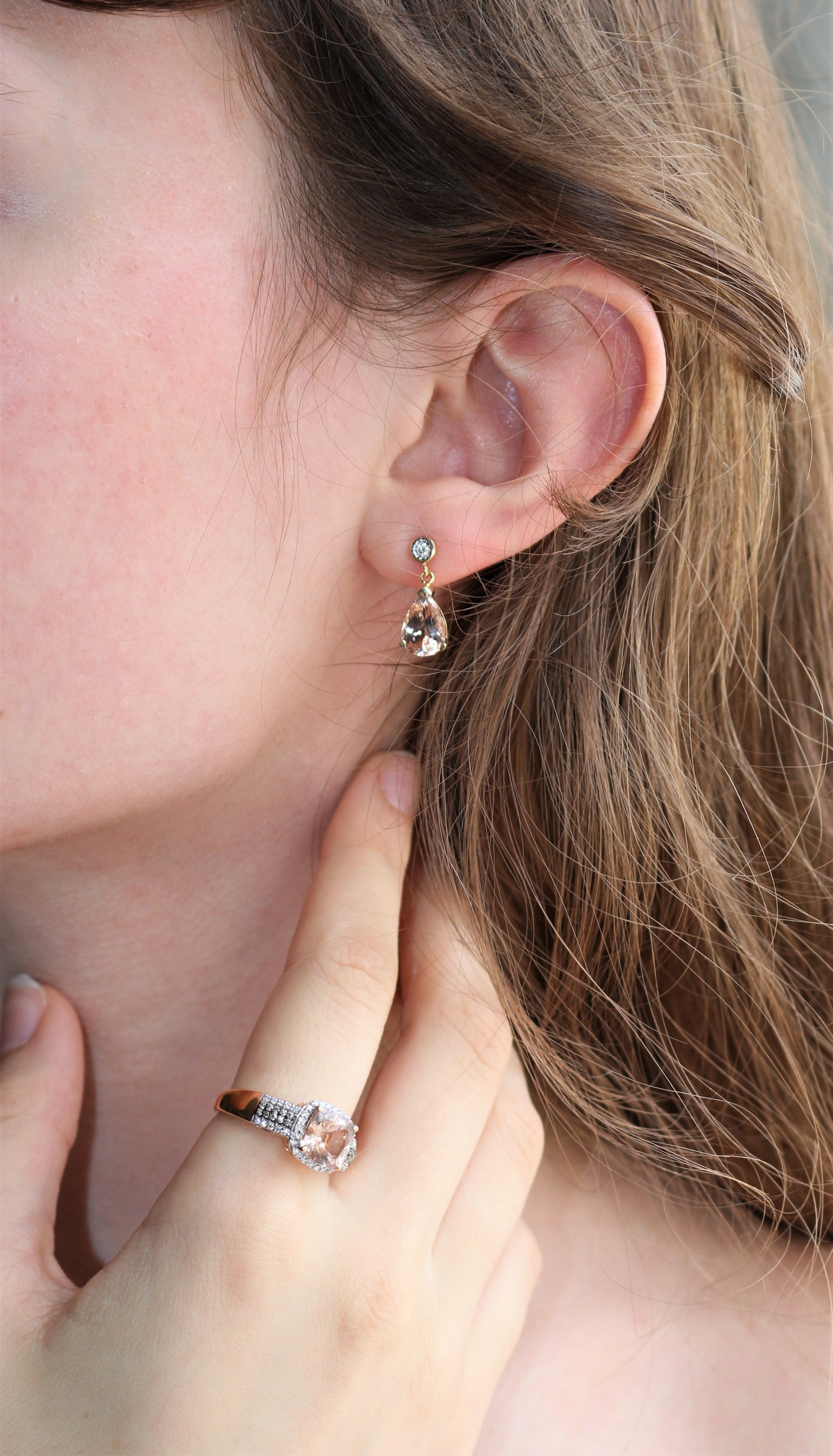 Pair of Morganite and Diamond Earrings
