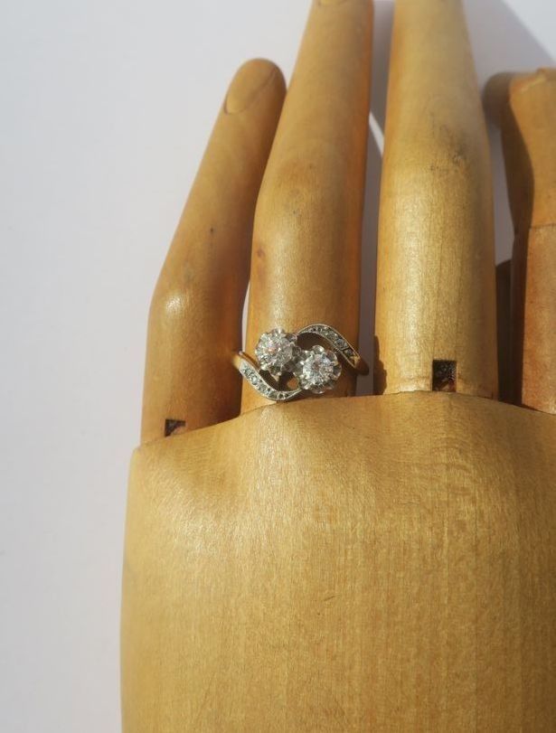 Ring You and Me diamonds, Yellow gold and paltinium circa 1900