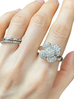 Ring at yellow gold 18k flower-shaped and diamonds