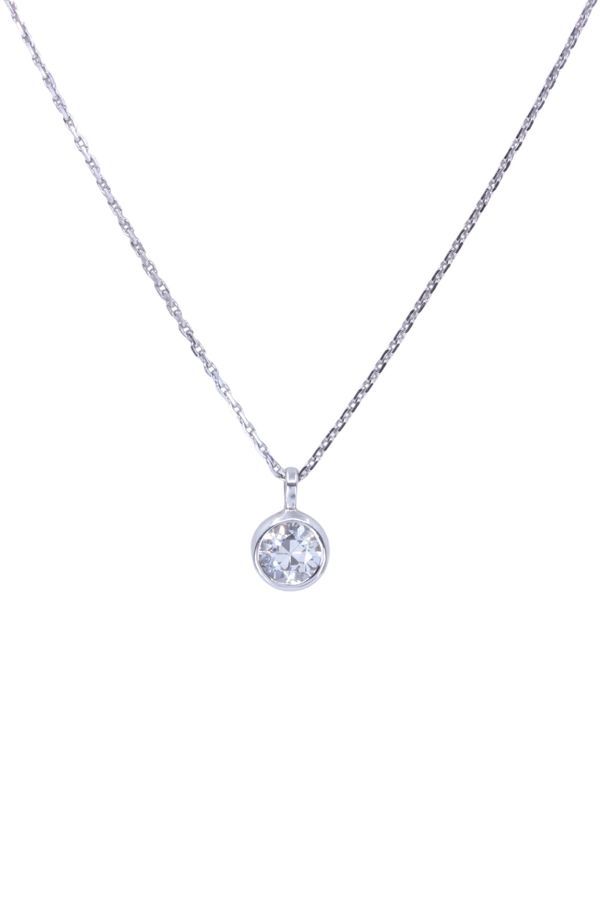 Collier diamant solitaire 0.80 carat en or blanc