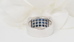 Band ring in white gold, sapphires and diamonds 
