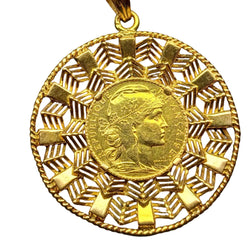 Pendentif médaille porte-pièce en or jaune