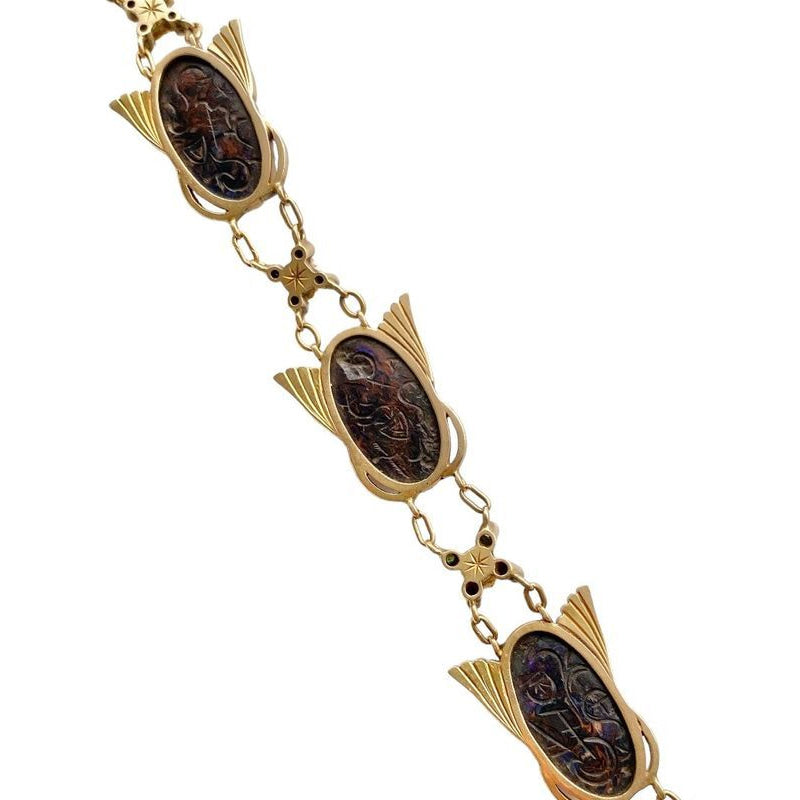 Renouveau égyptien bracelet, en or jaune 18k serti de 6 scarabées