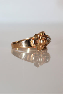 Bague Rétro Or Jaune Et Roses