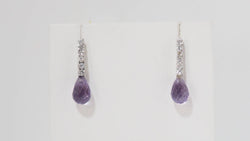 Boucles d'oreilles en or blanc, améthystes et diamants