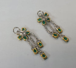 Earrings Drops Cluster 18k white/yellow gold