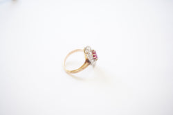 Bague or Rubis Birman naturel et diamants