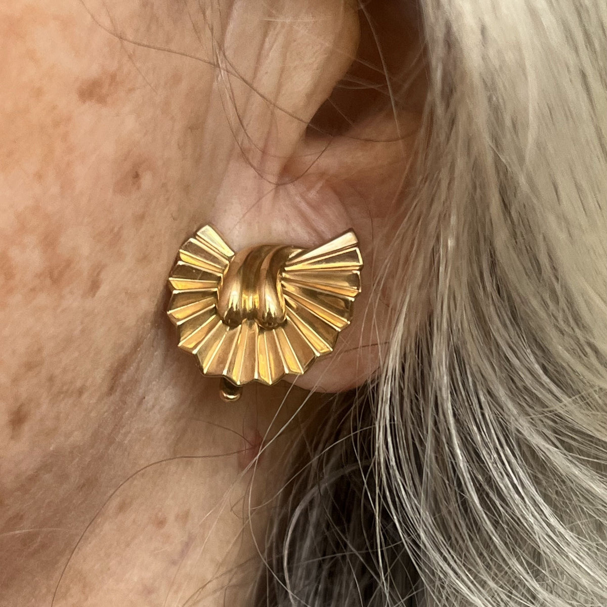 Yellow Gold Fan Earrings