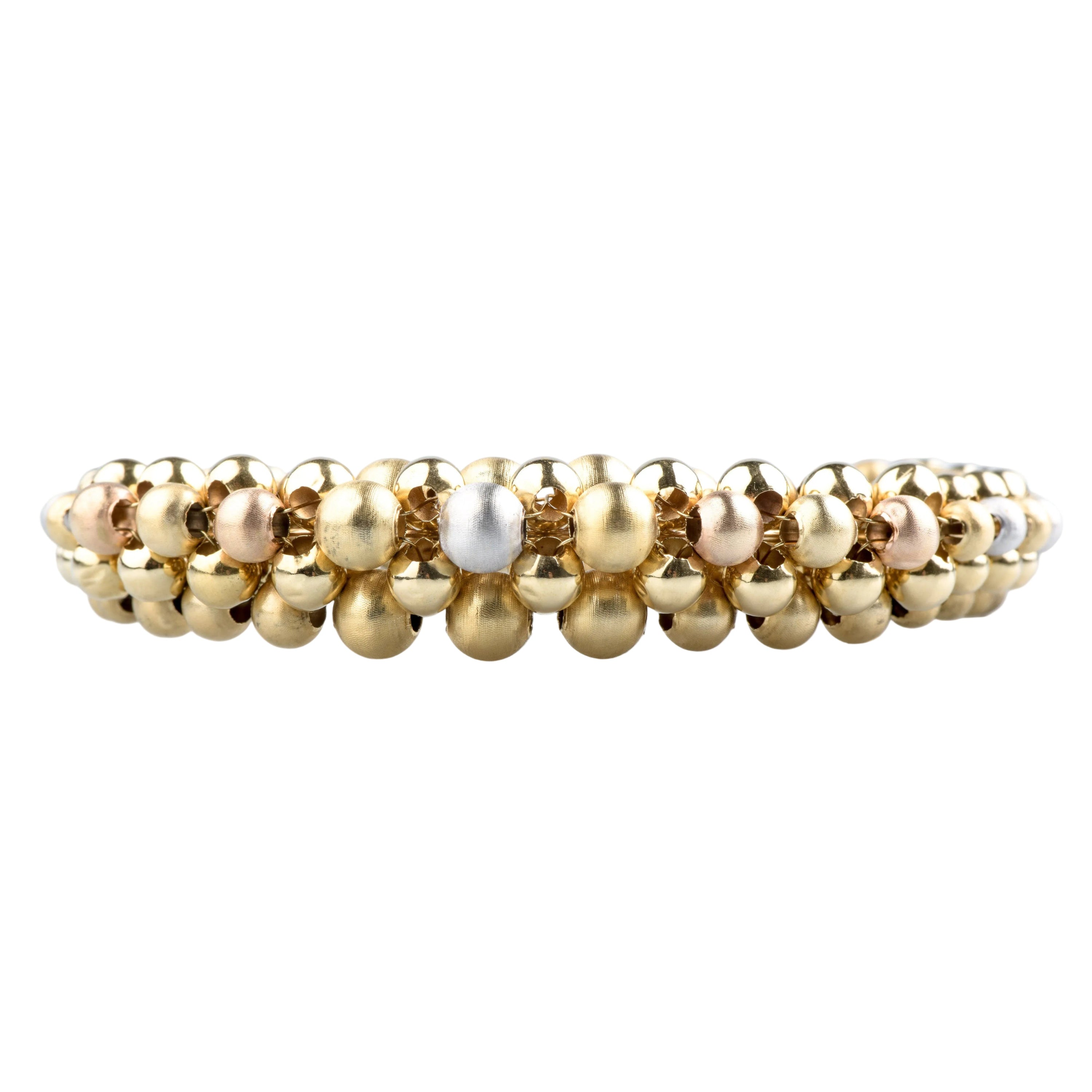 Bracelet Trois ors boules en or jaune, or blanc et or rose