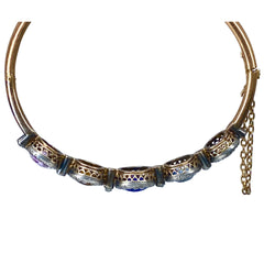 Bracelet jonc en or 18 carats, multipierres: saphir,topazes,citrine. Epoque Napoléon III