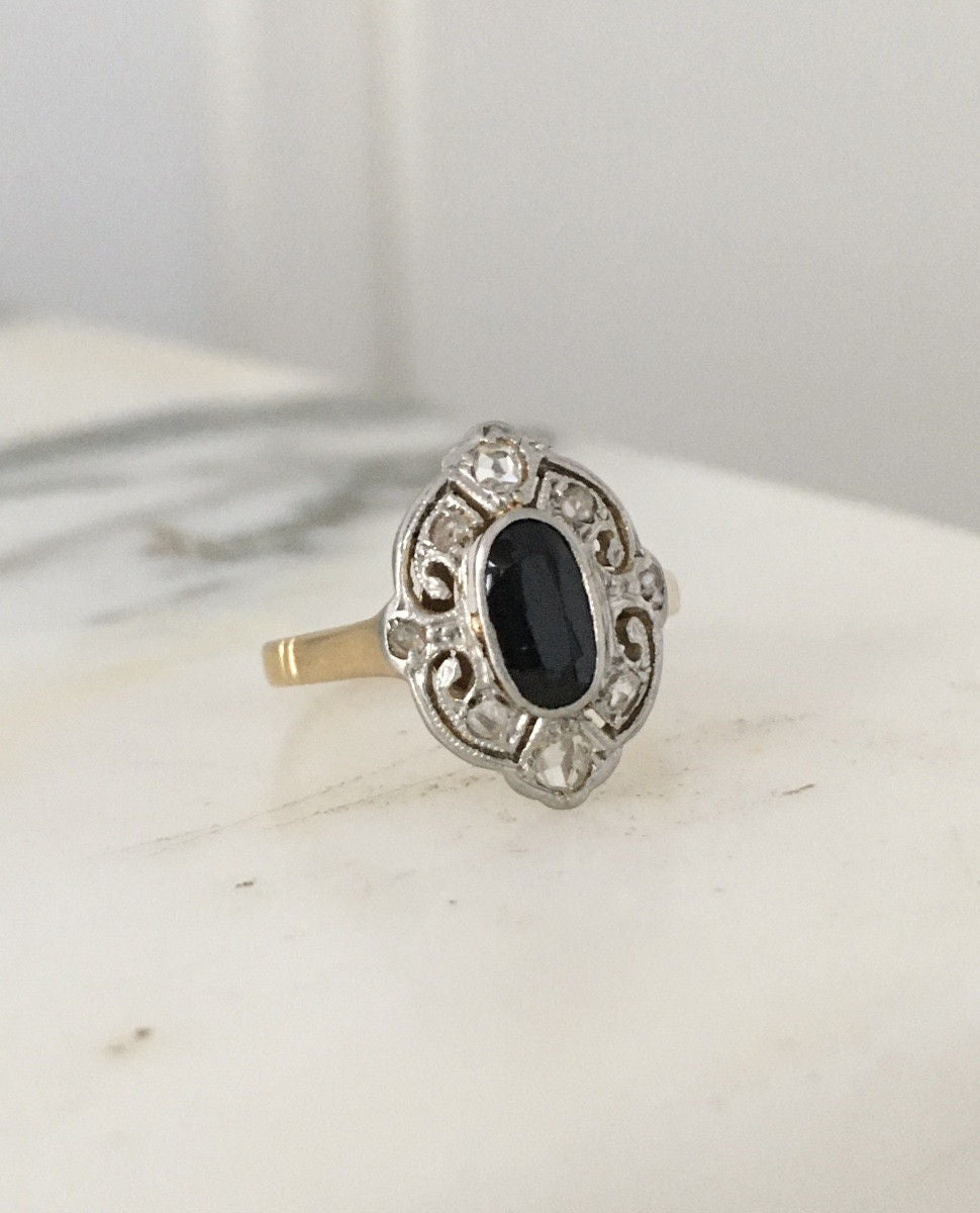 Belle Époque ring in 18K yellow gold and platinum