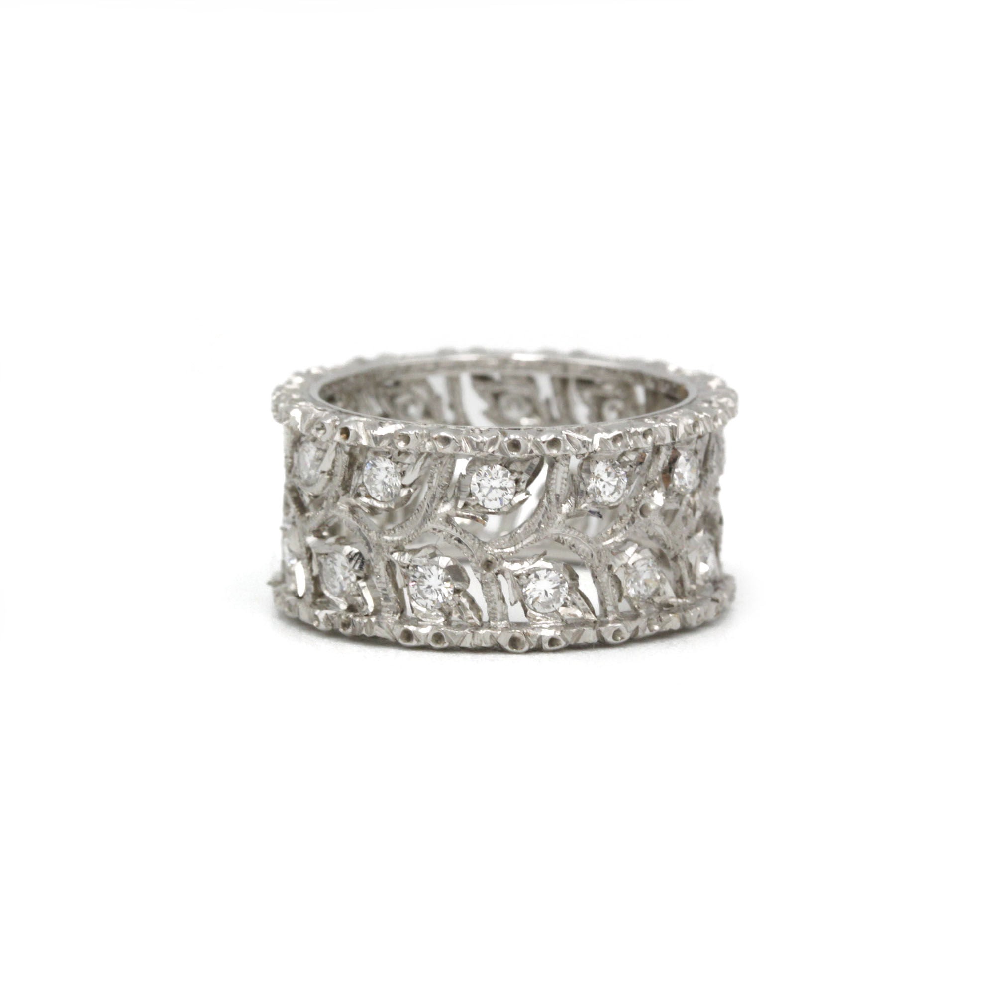 Bague BUCCELLATI Éternelle Ramage en or blanc et diamants
