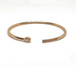 Bracelet jonc ouvert or rose et diamants