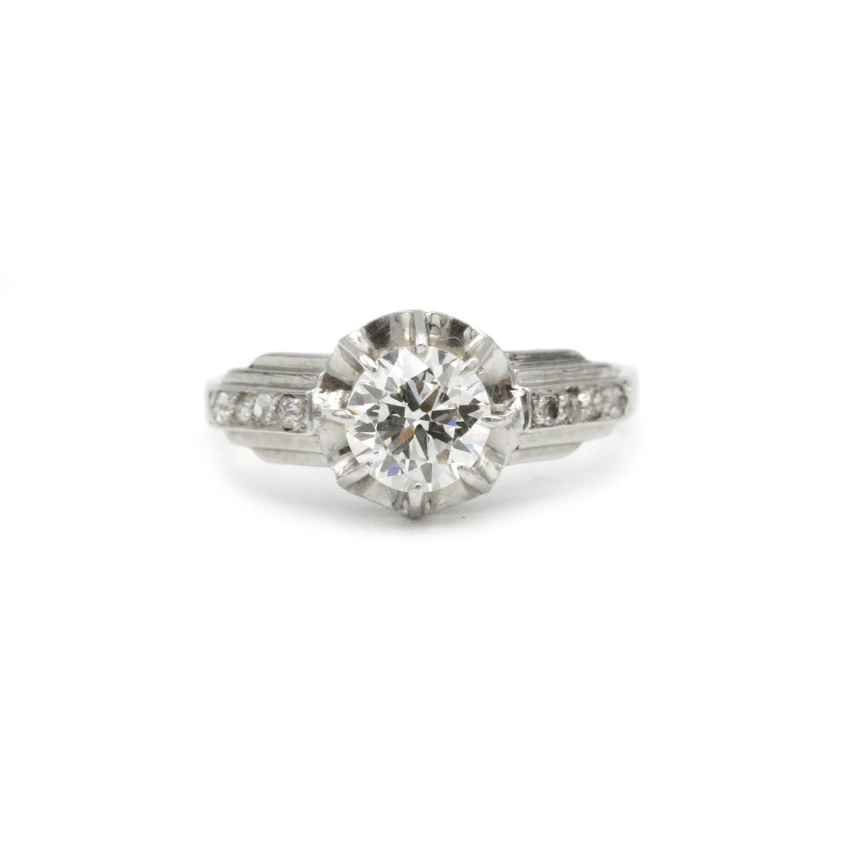 Solitaire accompagné - Platine & Diamants