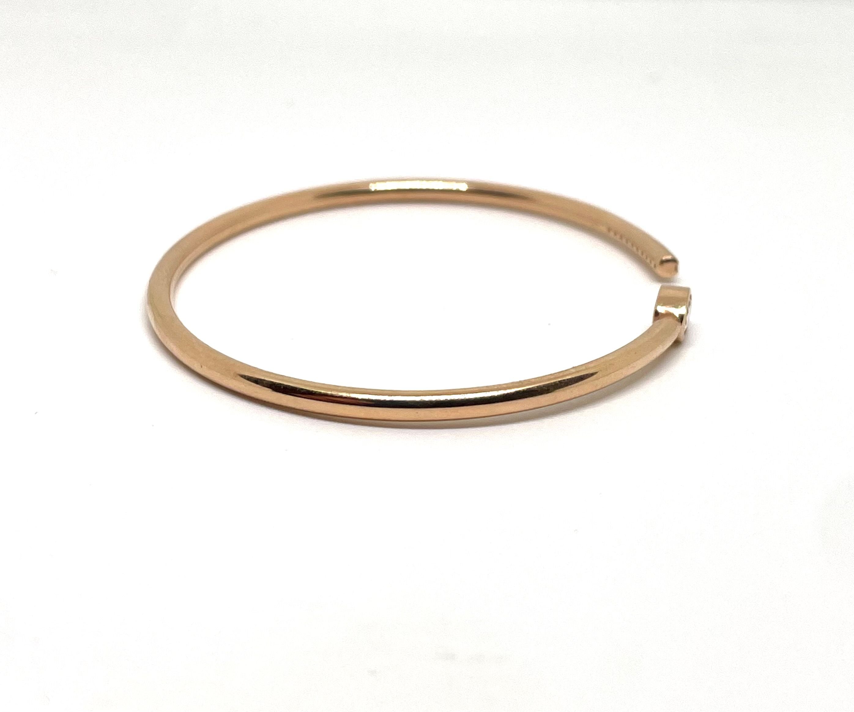 Bracelet jonc ouvert or rose et diamants