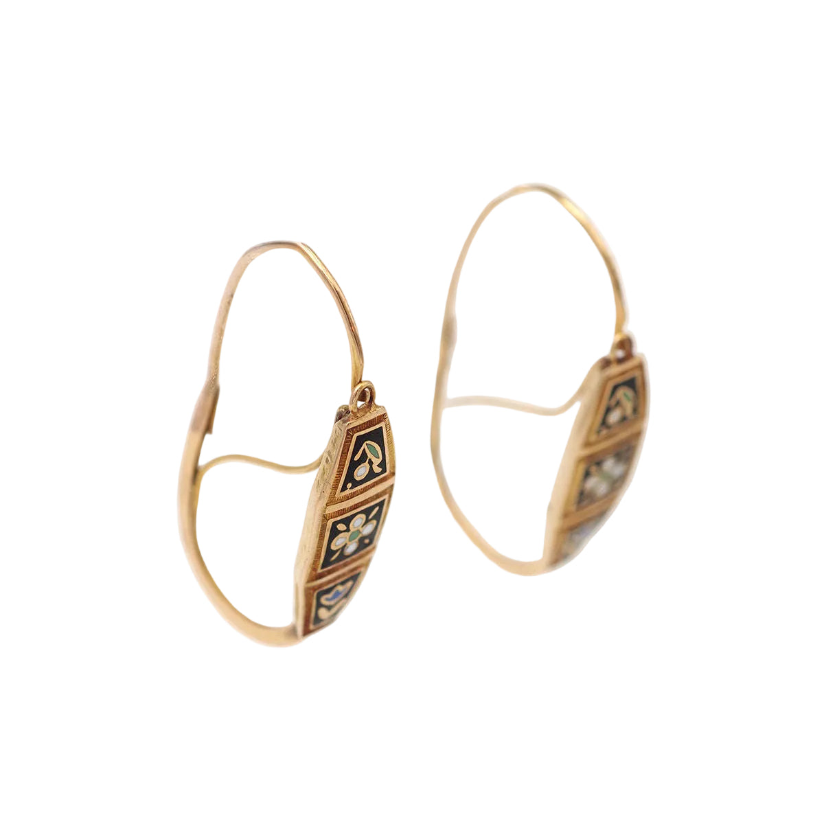 Boucles d'oreilles Poissardes normandes en or et émail