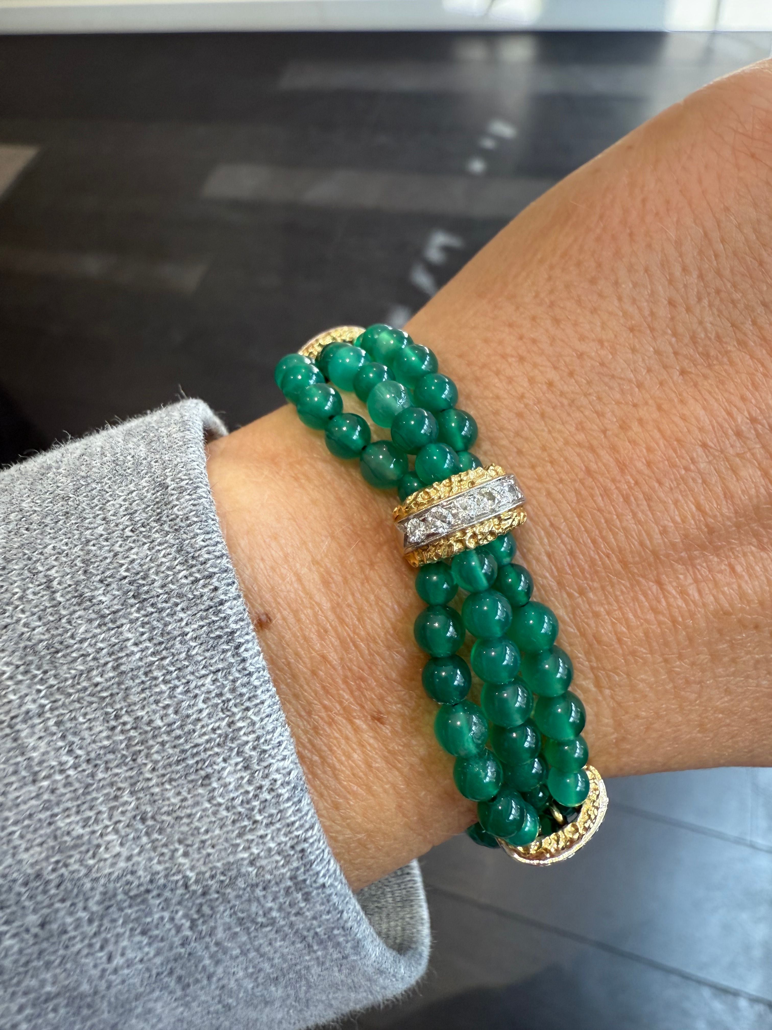 Van Cleef & ARPELS - Bracelet or jaune Chrysoprase et diamants