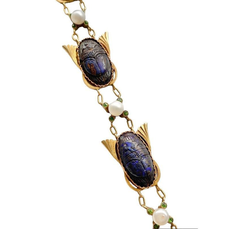 Renouveau égyptien bracelet, en or jaune 18k serti de 6 scarabées