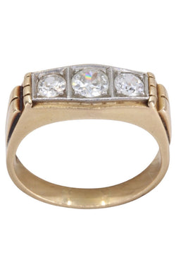 Bague jarretière Art-déco en or jaune et diamants