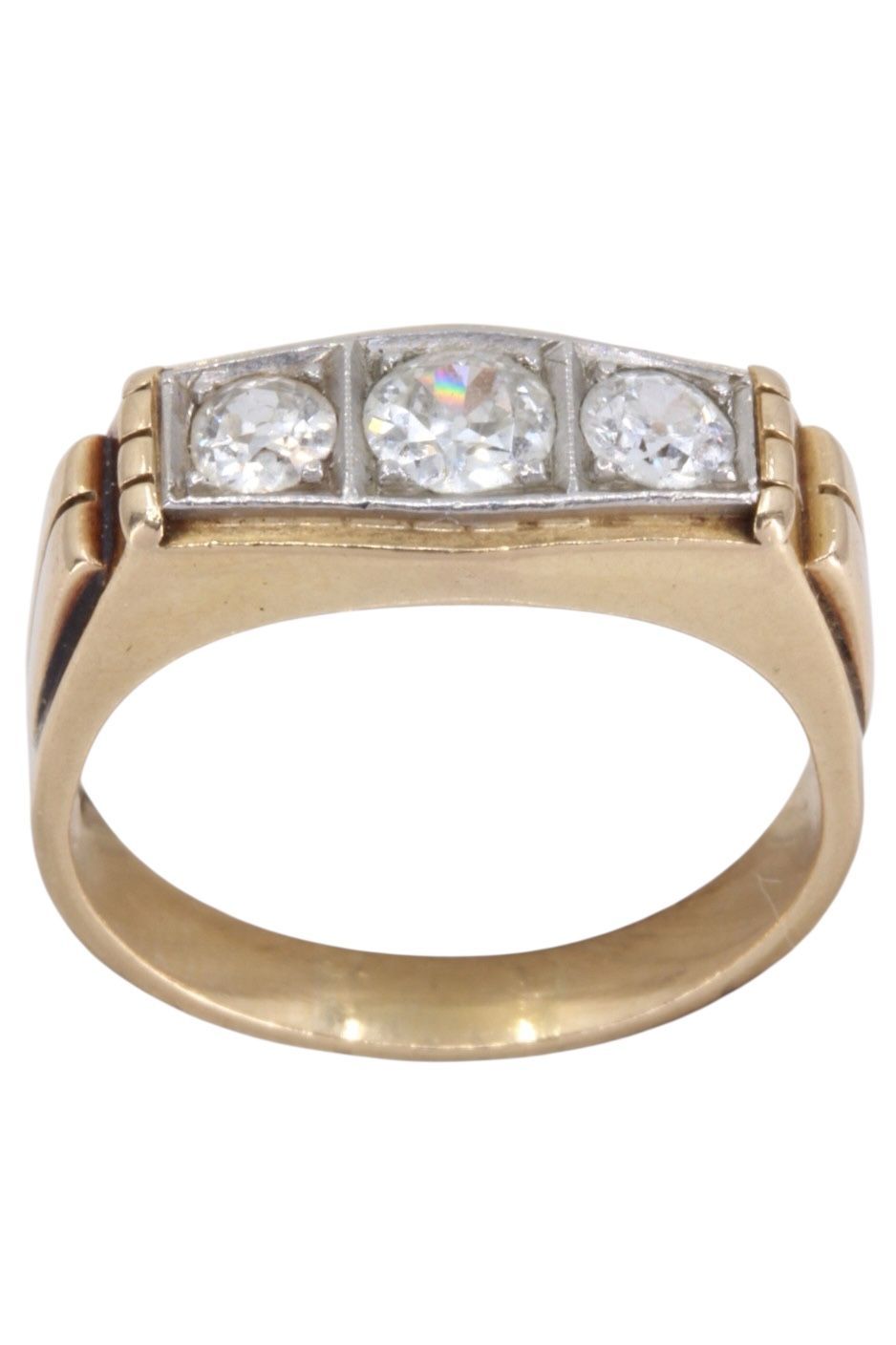 Bague jarretière Art-déco en or jaune et diamants