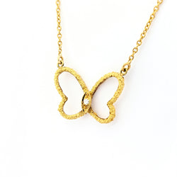 Collier papillon en or jaune et diamant