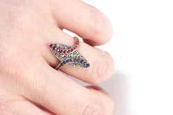 Bague marquise patriotique en or