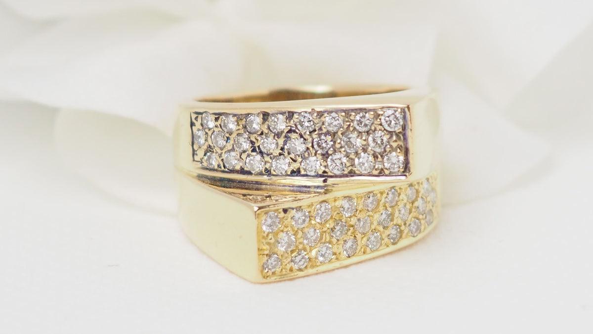 Bague pavage en or jaune et diamants
