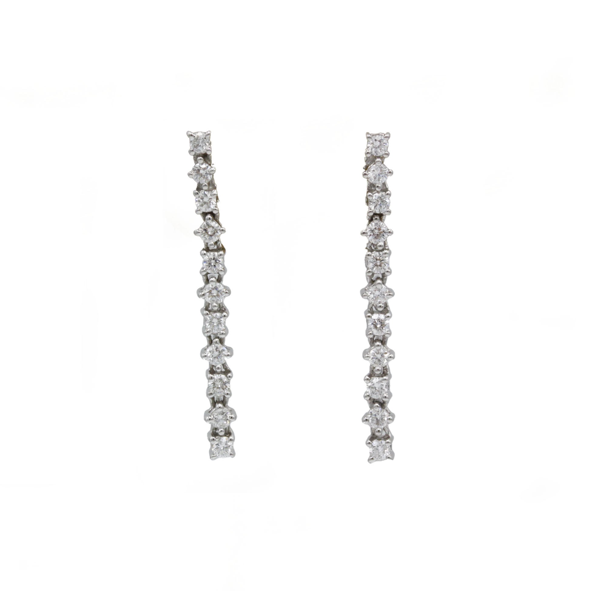 Boucles d'oreilles Chute Or Blanc avec Diamants