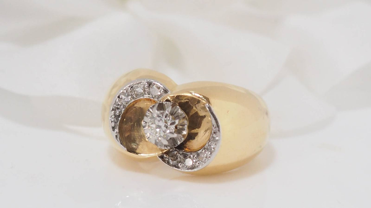 Yellow gold and diamond ring