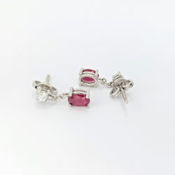 Boucles d'oreilles or blanc diamants et rubis